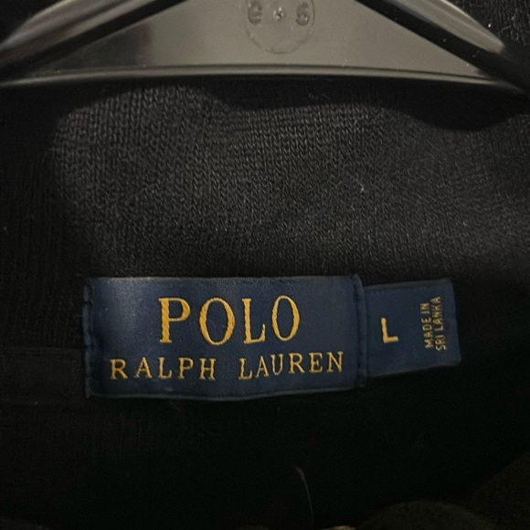 Men’s Polo Ralph Lauren 100% Cotton Black Quarter Zip Long Sleeve Sweater Size L - Picture 2 of 3